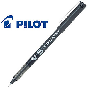 Pilot Hi-Tecpoint V5 Roller Stick, Punta extra fine, Fusto nero, Inchiostro nero Pilot Hi-Tecpoint V5 Roller Stick, Punta extra fine, Fusto nero, Inchiostro nero