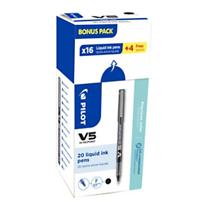 Pilot Hi-Tecpoint V5 - Stylo roller pointe fine 0,5 mm - Noir - Pack Promo 16 + 4 OFFERTS Pilot Hi-Tecpoint V5 - Stylo roller pointe fine 0,5 mm - Noir - Pack Promo 16 + 4 OFFERTS