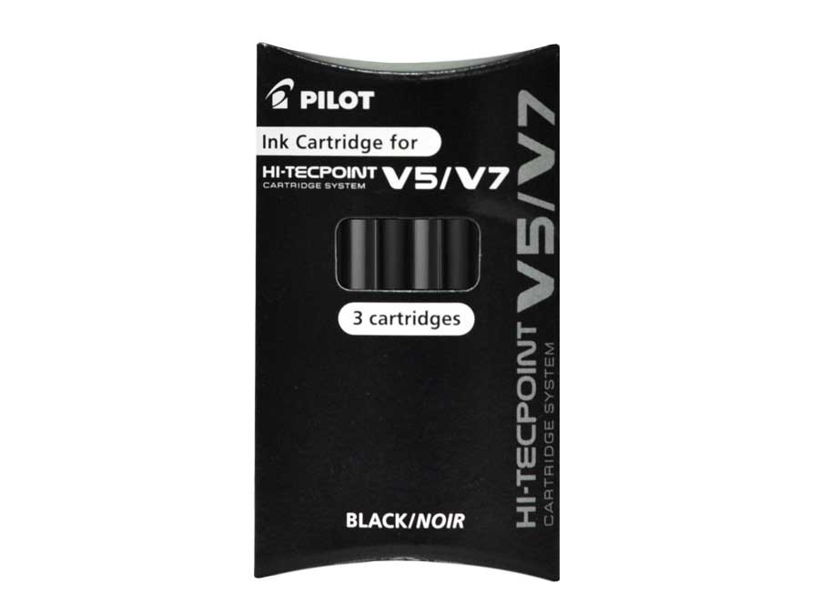 Pilot Hi-Tecpoint V5/V7, recharge pour roller, encre noire (Lot de 3)