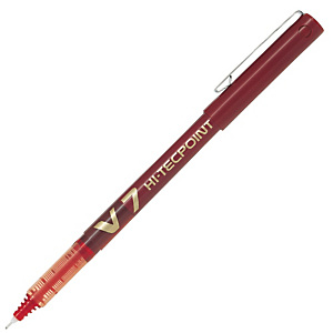 Pilot Hi-Tecpoint V7 Bolígrafo de punta de bola, punta fina, cuerpo rojo, tinta roja Pilot Hi-Tecpoint V7 Bolígrafo de punta de bola, punta fina, cuerpo rojo, tinta roja
