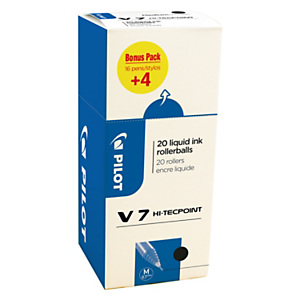 Pilot Hi-Tecpoint V7 Roller, Punta media da 0,7 mm, Fusto in plastica trasparente, Inchiostro nero, Offerta risparmio 16+4 Pilot Hi-Tecpoint V7 Roller, Punta media da 0,7 mm, Fusto in plastica trasparente, Inchiostro nero, Offerta risparmio 16+4