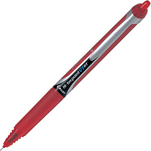 Pilot Hi-Tecpoint V7 RT Bolígrafo retráctil de punta de bola con tinta líquida, punta mediana de 0,7 mm, cuerpo rojo con grip, tinta roja