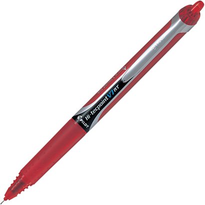 Pilot Hi-Tecpoint V7 RT Bolígrafo retráctil de punta de bola con tinta líquida, punta mediana de 0,7 mm, cuerpo rojo con grip, tinta roja - 1