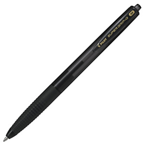 PILOT Penna a sfera a scatto Super Grip G, Punta media da 1 mm, Fusto Trasparente nero con grip, Nero (confezione 12 pezzi)