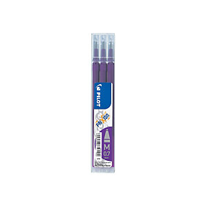 Pilot Recharge pour stylo roller encre gel effaçable FriXion Ball et FriXion Clicker pointe moyenne 0,7 mm violet - Pochette de 3