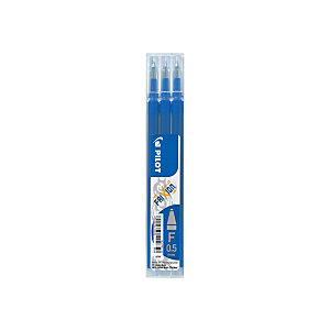 Pilot Recharge pour stylo roller encre gel effaçable FriXion Clicker pointe fine 0,5 mm bleu - Pochette de 3