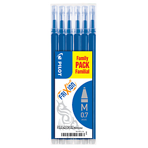 Pilot Recharge pour stylo roller encre gel effaçable FriXion Ball et FriXion Clicker pointe moyenne 0,7 mm bleu - Pochette de 6 Pilot Recharge pour stylo roller encre gel effaçable FriXion Ball et FriXion Clicker pointe moyenne 0,7 mm bleu - Pochette de 6