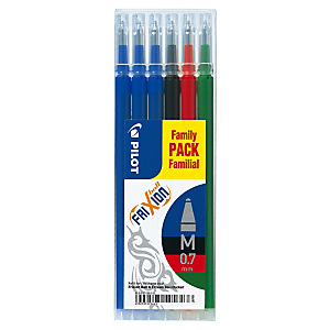 Pilot Recharge pour stylo roller encre gel effaçable FriXion Ball et FriXion Clicker pointe moyenne 0,7 mm - Pochette de 6 couleurs assorties Pilot Recharge pour stylo roller encre gel effaçable FriXion Ball et FriXion Clicker pointe moyenne 0,7 mm - Pochette de 6 couleurs assorties