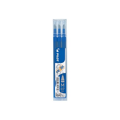 PILOT Refill gel per penna FriXion, Punta 0,7 mm, Inchiostro blu (confezione 3 pezzi)