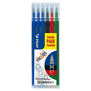 PILOT Refill gel per penna FriXion, Punta 0,7 mm, Inchiostro colori assortiti (confezione 6 pezzi)