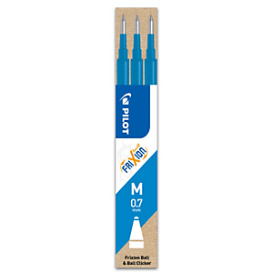 PILOT Set de 3 recharges pour roller FriXion Ball. Pointe moyenne 0,7 mm. Encre Bleue ciel PILOT Set de 3 recharges pour roller FriXion Ball. Pointe moyenne 0,7 mm. Encre Bleue ciel