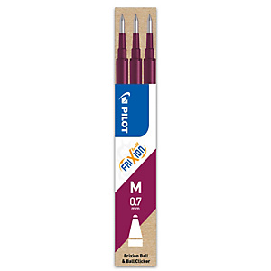 PILOT Set de 3 recharges pour roller FriXion Ball. Pointe moyenne 0,7 mm. Encre Rouge bordeaux PILOT Set de 3 recharges pour roller FriXion Ball. Pointe moyenne 0,7 mm. Encre Rouge bordeaux