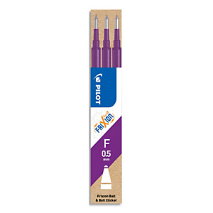 PILOT Set de 3 recharges pour roller FriXion. Pointe fine 0,5 mm. Encre Violet PILOT Set de 3 recharges pour roller FriXion. Pointe fine 0,5 mm. Encre Violet