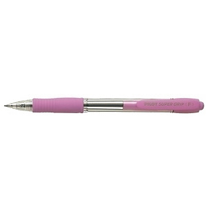PILOT Super Grip Bolígrafo retráctil de punta de bola, punta mediana, cuerpo rosa de plástico con grip, tinta azul PILOT Super Grip Bolígrafo retráctil de punta de bola, punta mediana, cuerpo rosa de plástico con grip, tinta azul