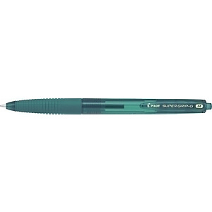 PILOT Super Grip G Bolígrafo retráctil de punta de bola, punta mediana, cuerpo de plástico con grip, tinta verde