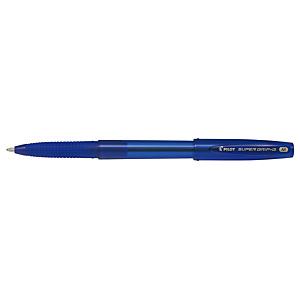 Pilot Super Grip G Penna a sfera con cappuccio, Punta media da 1 mm, Fusto trasparente blu con grip, Inchiostro blu (confezione 12 pezzi)