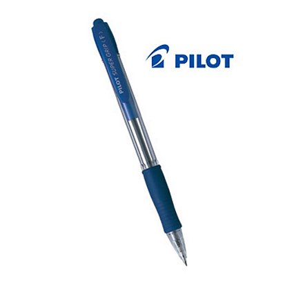Pilot Super Grip Penna a sfera a scatto, Punta fine da 0,7 mm, Fusto  trasparente con grip, Inchiostro blu (confezione 12 pezzi) - Penne a Sfera a  Scatto