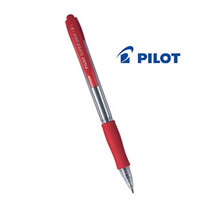Pilot Super Grip Penna a sfera a scatto, Punta Fine, Fusto rosso con grip,  Inchiostro rosso (confezione 12 pezzi) - Penne a Sfera a Scatto