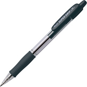 Pilot Super Grip Penna a sfera a scatto, Punta media, Fusto in plastica nero con grip, Inchiostro nero Pilot Super Grip Penna a sfera a scatto, Punta media, Fusto in plastica nero con grip, Inchiostro nero