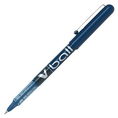 Pilot V Ball Bolígrafo de punta de bola, punta extrafina, cuerpo azul, tinta azul - 1