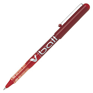 Pilot V Ball Bolígrafo de punta de bola, punta extrafina, cuerpo rojo, tinta roja