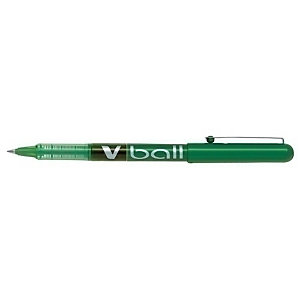 Pilot V Ball Bolígrafo de punta de bola, punta extrafina, cuerpo verde, tinta verde