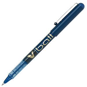 Pilot V Ball Bolígrafo de punta de bola, punta fina, cuerpo azul de acero inoxidable, tinta azul