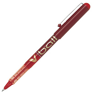 Pilot V Ball Bolígrafo de punta de bola, punta fina, cuerpo rojo, tinta roja Pilot V Ball Bolígrafo de punta de bola, punta fina, cuerpo rojo, tinta roja