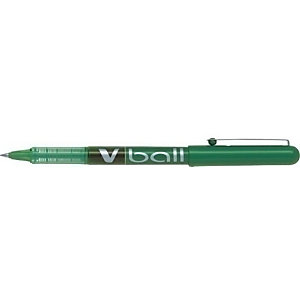 Pilot V Ball Bolígrafo de punta de bola, punta fina, cuerpo rojo, tinta verde