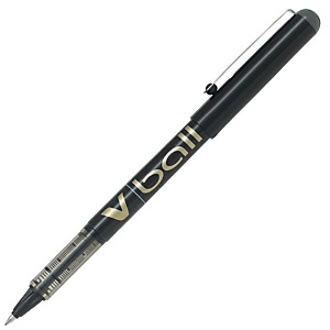 Pilot V Ball Bolígrafo de punta de bola, punta fina, cuerpo negro, tinta negra Pilot V Ball Bolígrafo de punta de bola, punta fina, cuerpo negro, tinta negra