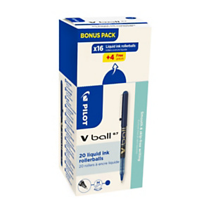 Pilot V Ball Stylo roller encre liquide à capuchon pointe moyenne 0,7 mm bleu (Pack Promo 16 + 4 OFFERTS) Pilot V Ball Stylo roller encre liquide à capuchon pointe moyenne 0,7 mm bleu (Pack Promo 16 + 4 OFFERTS)