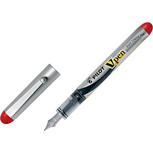 Pilot V-Pen Pluma estilográfica, Punta mediana de 0,4 mm, Cuerpo gris, Tinta roja Pilot V-Pen Pluma estilográfica, Punta mediana de 0,4 mm, Cuerpo gris, Tinta roja