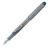 Pilot V Pen Pluma estilográfica, punta mediana, cuerpo de plástico negro y plateado, tinta negra Pilot V Pen Pluma estilográfica, punta mediana, cuerpo de plástico negro y plateado, tinta negra