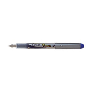 Pilot V-Pen Silver Penna stilografica, Punta media, Fusto grigio, Inchiostro blu