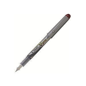 Pilot V-Pen Silver Penna stilografica, Punta media, Fusto grigio, Inchiostro rosso