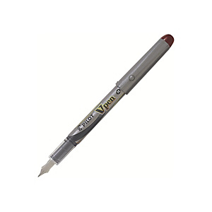 Pilot V-Pen Silver Penna stilografica, Punta media, Fusto grigio, Inchiostro rosso Pilot V-Pen Silver Penna stilografica, Punta media, Fusto grigio, Inchiostro rosso