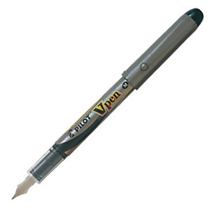 Pilot V-Pen, stylo-plume, pointe moyenne de 0,4 mm, corps gris, encre bleue