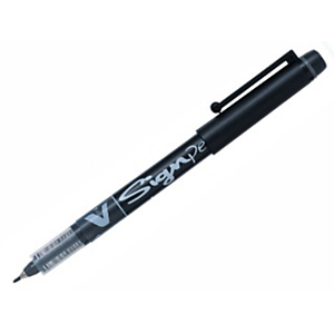 Pilot V Sign Pen Bolígrafo fineliner, Punta mediana de 2 mm, Cuerpo negro, Tinta negra Pilot V Sign Pen Bolígrafo fineliner, Punta mediana de 2 mm, Cuerpo negro, Tinta negra
