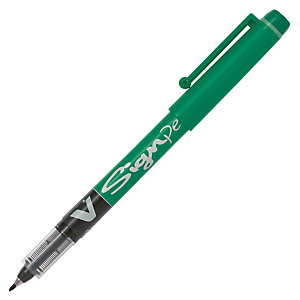 Pilot V Sign Pen, bolígrafo fineliner, punta mediana de 2 mm, cuerpo negro, tinta verde
