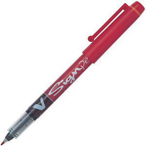 Pilot V Sign Pen Bolígrafo fineliner, Punta mediana de 2 mm, Cuerpo rojo, Tinta roja Pilot V Sign Pen Bolígrafo fineliner, Punta mediana de 2 mm, Cuerpo rojo, Tinta roja