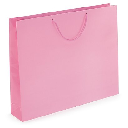 Pink gloss laminated custom printed bags - 520x420x100mm - 1 colour, 2 sides