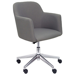 PIQUERAS Y CRESPO Sillón de confidente Zorio con mecanismo giratorio, ajustable en altura, base cromada y tapizado gris PIQUERAS Y CRESPO Sillón de confidente Zorio con mecanismo giratorio, ajustable en altura, base cromada y tapizado gris
