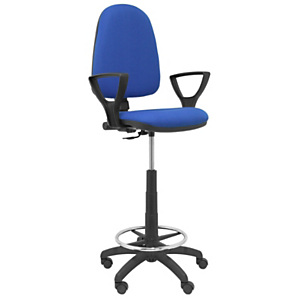 PIQUERAS Y CRESPO Taburete ergonómico Ayna con mecanismo de contacto permanente, regulable en altura, reposapiés y brazos fijos, azul PIQUERAS Y CRESPO Taburete ergonómico Ayna con mecanismo de contacto permanente, regulable en altura, reposapiés y brazos fijos, azul