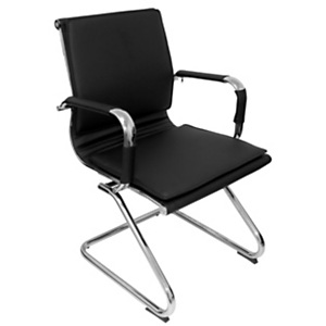 PIQUERAS Y CRESPO Yeste Silla de confidente, símil piel, estructura metálica cromada, negro PIQUERAS Y CRESPO Yeste Silla de confidente, símil piel, estructura metálica cromada, negro
