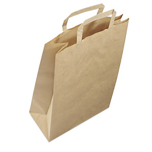 Plain brown paper carrier bags with folded handles