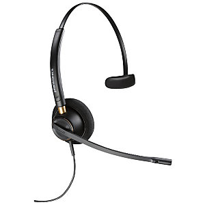Plantronics EncorePro HW510 Auriculares ajustables con cable y micrófono, diseño de diadema, función de cancelación de ruido, negro