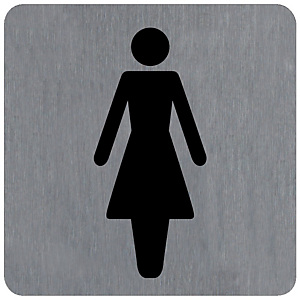 Plaquette normalisée de signalisation en alu brossé, toilettes femme 10 x 10 cm Plaquette normalisée de signalisation en alu brossé, toilettes femme 10 x 10 cm