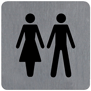 Plaquette normalisée de signalisation en alu brossé, toilettes homme et femme 10 x 10 cm Plaquette normalisée de signalisation en alu brossé, toilettes homme et femme 10 x 10 cm