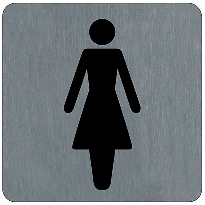 Plaquette de porte toilettes femmes 10 x 10 cm aluminium brossé