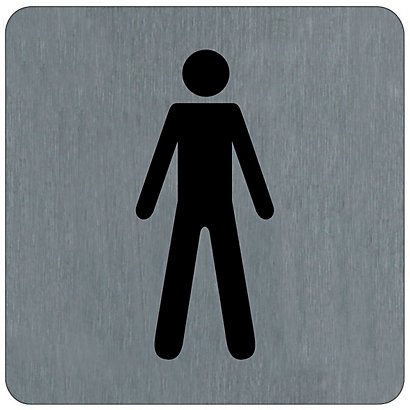 Plaquette de porte toilettes hommes 10 x 10 cm aluminium brossé